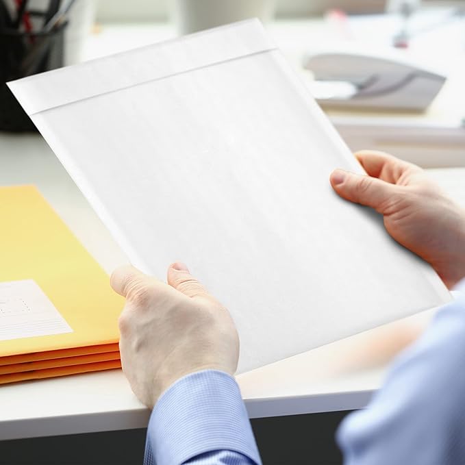 ABC PACK & SUPPLY White Kraft Bubble Mailer Envelopes, 14.25 x 19 Inches. 100 Pack Mail Padded Envelopes Self Seal. Kraft Bubble Mailers. Tear-Resistant Mailing Envelope Padded. Sturdy Paper Mailer