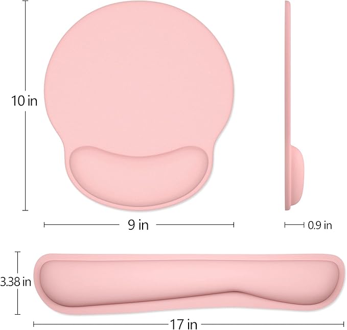 Dapesuom Keyboard Wrist Rest and Mouse Pad with Wrist Support, Memory Foam Cushion for Keyboard and Mouse Set, Ergonomic Desktop Pad Rests with Non Slip Base for Easy Typing & Pain Relief, Rose Pink