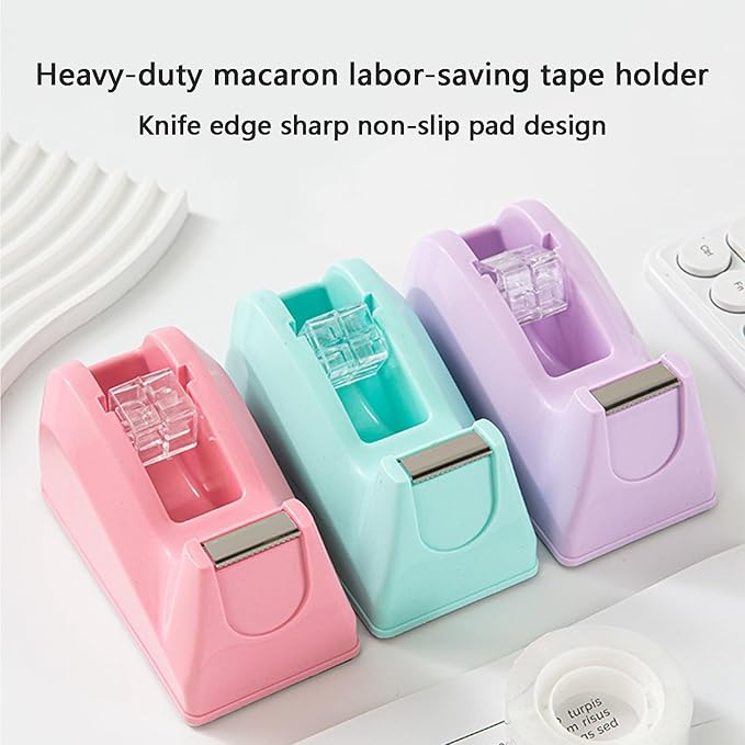 Basics Desktop Tape Dispenser, Office Desk Tape Dispenser, Heavy Duty Desk Accessories Office Tape Dispensers, Weighted Non-Skid Base,Ideal for Home, Office, School, or Business