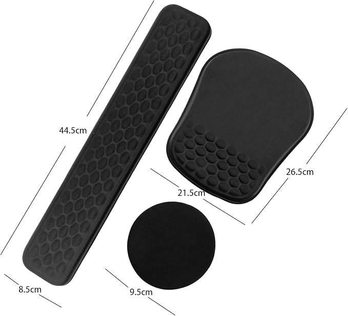 3-in-1 Ergonomic Mouse Pad and Keyboard Wrist Rest Set, Memory Foam Arm Rest with Massage Design and Non-Slip PU Base for Typing Pain Relief/Office/Home