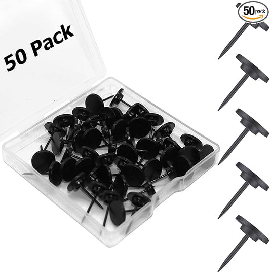 50 Pcs Push Pins for Bulletin Board, Metal Black Thumb Tacks for Picture Photo Hanging, Small Nails Flat Thumbtacks for Drywall Cork Board , Wall Tack Pins for Shadow Box Office Home Decorative
