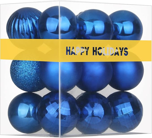 Royal Blue 3.2" Large Christmas Balls - Christmas Tree Decoration Ornaments Shatterproof Hanging Balls for Birthday Halloween Holiday Wedding Decorations Set of 18pcs