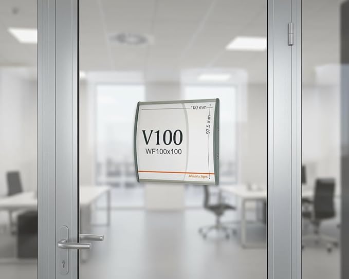 SET OF 10, OFFICE SIGN HOLDER FOR WALL OR DOOR MOUNT PORTRAIT FRAME CURVATURE PLAQUE SILVER ALUMINUM, 4.00" W x 4.00" H