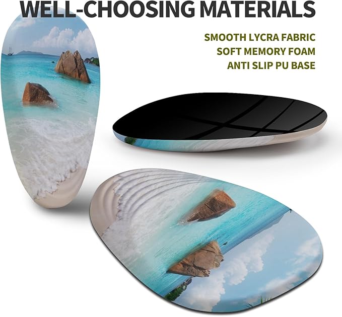 Hokafenle Ergonomic Mouse Pad Wrist Support, Terraced Slope Carpal Tunnel Wrist Pad for Mouse with Unibody Memory Foam, Wrist Rest Pain Relief Mousepad (Beach, 11.8x7.9 in)