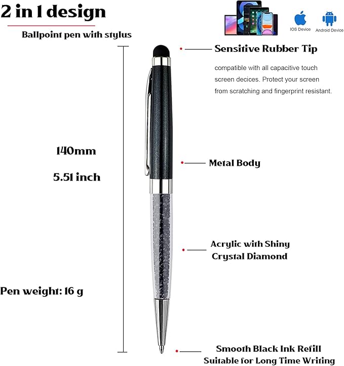 Ancolo Personalized Office Pens-Black Writing Set Medium Point Engraved with Name or Message, Team Name,For journaling and office writing set - Perfect for Men and Women 10 Pens/Box (Black)