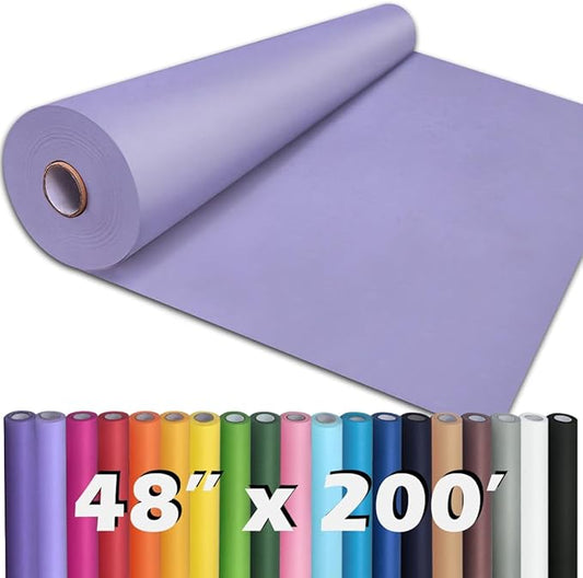 PerkHomy 48" x 2,400" (200') Light Purple Kraft Paper Roll for Craft Bulletin Board Paper Art Table Covering Crafting Gift Wrapping Bouquet Packing Parcel 80GSM 55LB (Light Purple, 48" x 200')