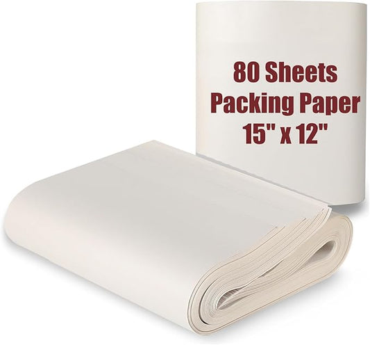 15" x 12" Packing Paper Sheets for Moving Supplies, Newsprint Paper for Moving Boxes, Wrapping Paper for Moving, Shipping, Packaging, Small Packing Box, Dishes Glasses Box Filler Materials 80 Sheets