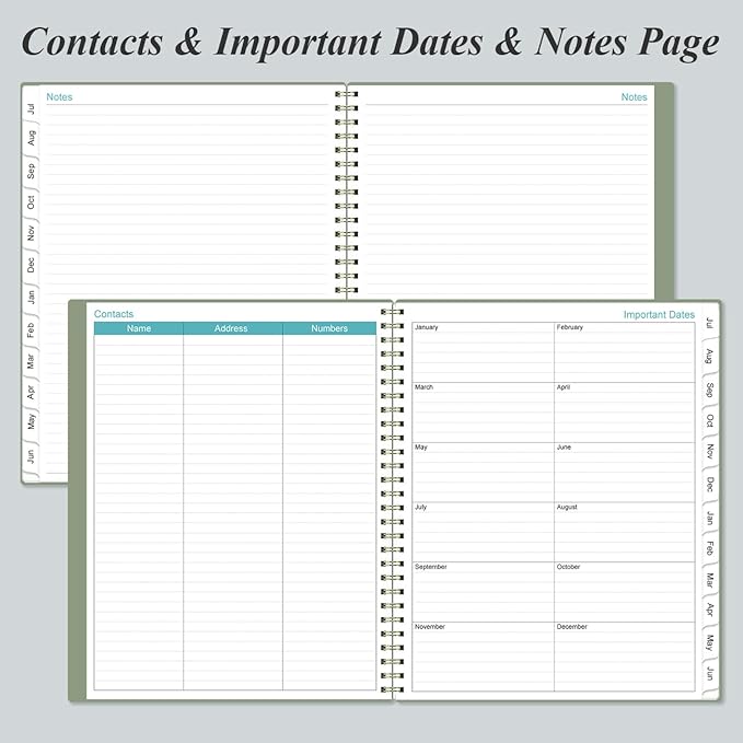 2025-2026 Planner - Academic Planner 2025-2026 from July 2025 to June 2026 with 12 Monthly Tabs, Flexible Cover, Inner Pocket, 8.5" x 11", Green