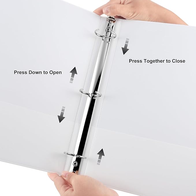 1.5-inch Round Ring Binder, 1-1/2'' 3 Ring Binder Fit Letter Size Paper, Presentation View Binders, White, 6-Pack