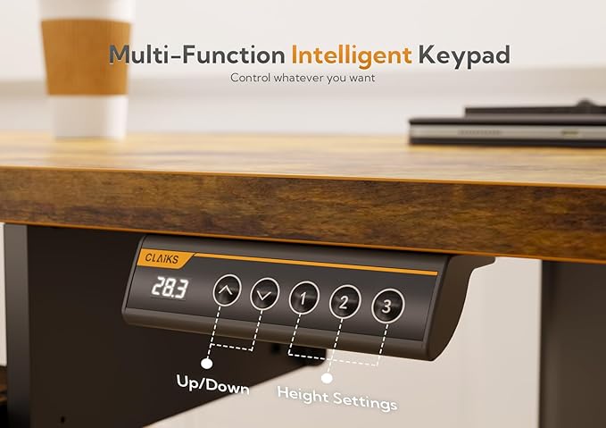 Claiks Standing Desk with Keyboard Tray, Standing Desk Adjustable Height, Raising Desks for Home Office and Computer Workstation, 48 Inches, Rustic Brown