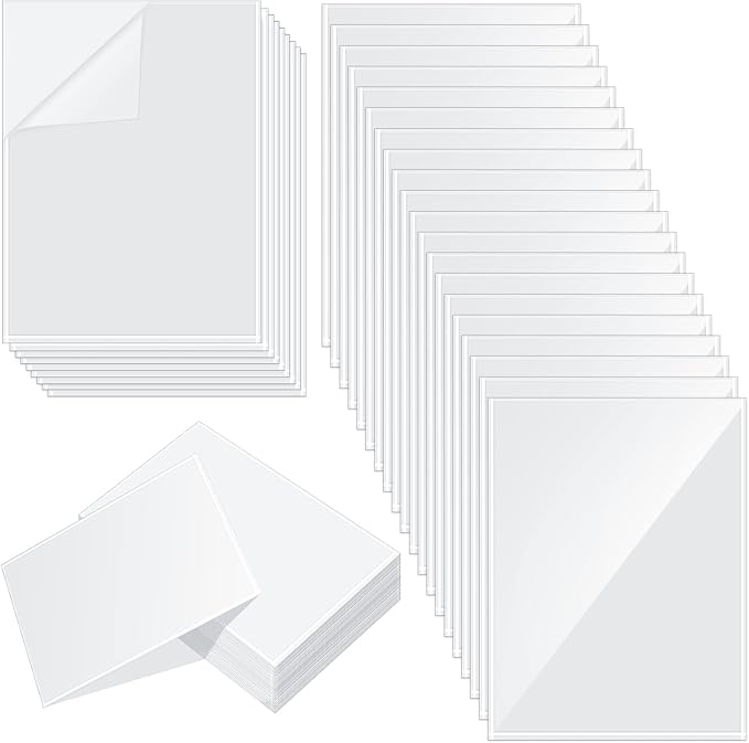 Gueevin 300 Pcs 8.5 x 11 Inch Self Adhesive Display Pockets - Peel and Stick Clear Paper Sleeves for Wall and Door Communication - Letter Size Plastic Sheet Protector