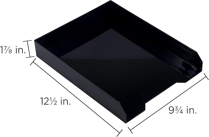 JAM PAPER Stackable Paper Trays - Black - Desktop Document, Letter, & File Organizer Tray - Sold Individually