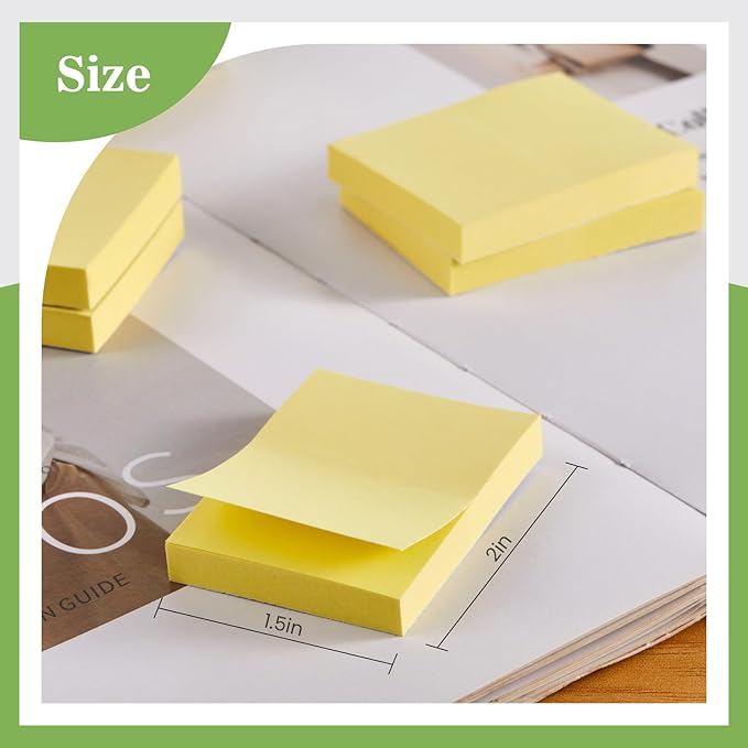 (40 Pads) Sticky Notes 1.5x2 in,Classic Yellow Post Self Stick Pad Its, Clean Removal Sticky Pads Bulk for Office, Home, School,Teachers, Meeting, Notebooks