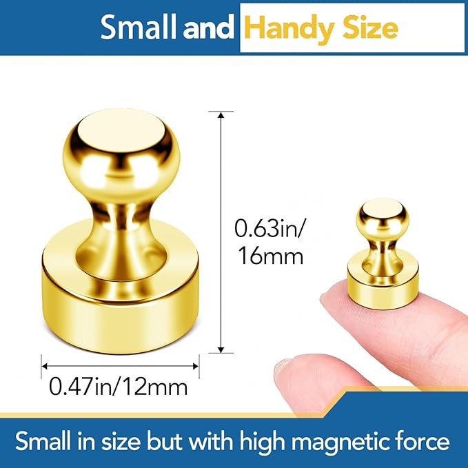 LOVIMAG Fridge Magnets, 18Pcs Refrigerator Magnets Strong Fridge Magnets for Whiteboard, Small Magnets Gold Magnets for Kitchen Accessories,Office Aaccessories,Fridge Accessories, Decorative Magnets