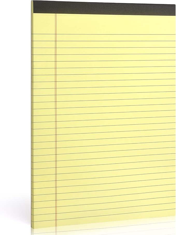 ZZTX Legal Pads 8.5 x 11 Inch Yellow Writing Notepad, Lined Writing Pads for Work Office School, 50 Sheets Per Pad, A4, 1 Pack