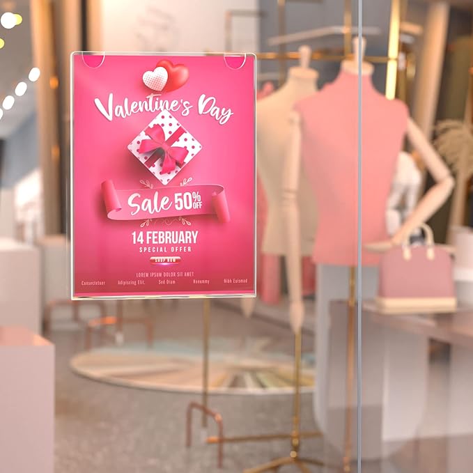 HIIMIEI Wall Mount Acrylic Sign Holder 8.5'' x 11'', Clear Plexi Door Sign Holder Document Holder Plastic Picture Frames with All Mounting Accessories(6 Pack)