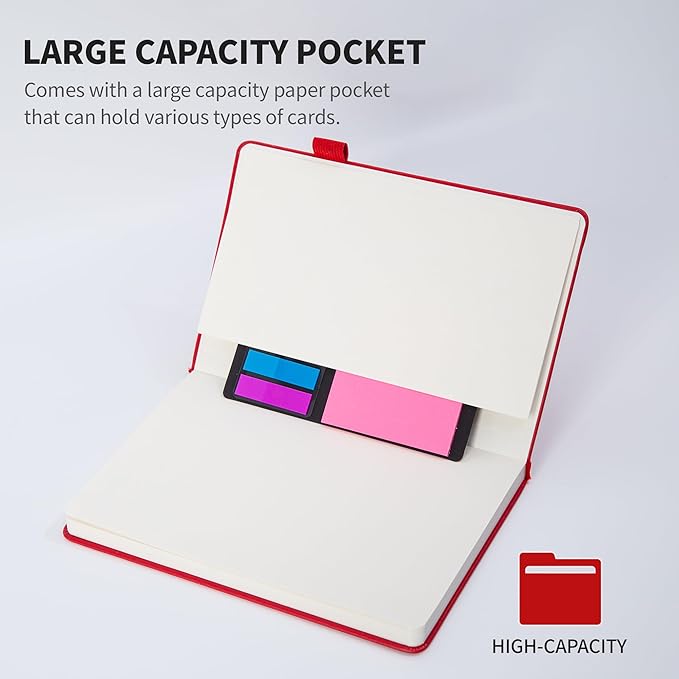 KaiRuiYing Lined Journal Notebook with Pen Holder, 160 Pages, 5.5'' × 8.6'' Medium Size A5-100 GSM Thick Paper, for Writing, Work, Office, Leather Hardcover