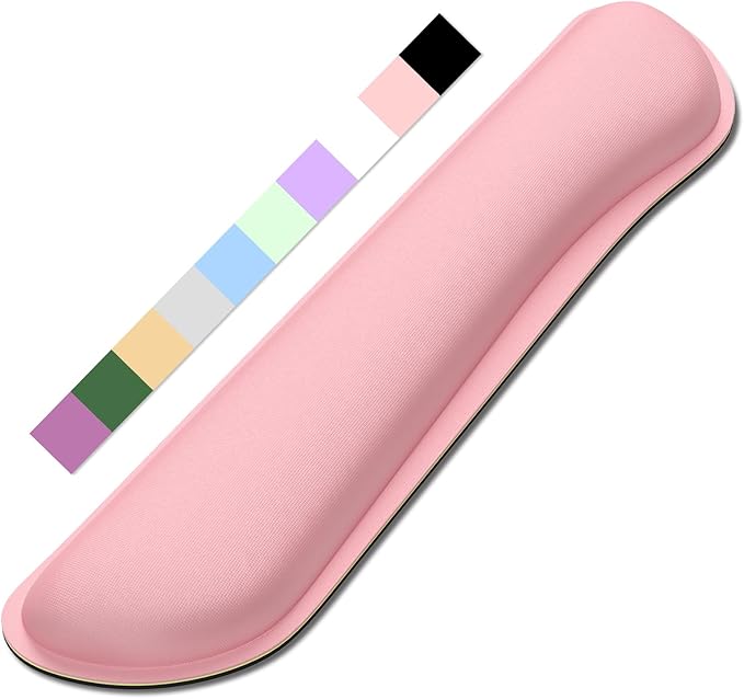 Dapesuom Enlarge Keyboard Wrist Rest, Memory Foam Keyboard Wrist Cushion for Computer Desk Mats Support, Typing Pain Relief Ergonomic Mouse Pad Rests with Non-Slip Base for Gaming, Laptop, Rose Pink