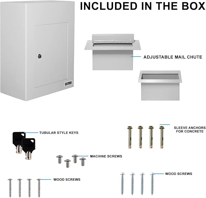 Through-The-Wall Drop Box Deposit Safe 17 x 13 x 7 - Heavy Duty Steel Mailbox with Lock for Receiving Mail, Checks, Letters, Cash and More for Home, Office and Commercial Use (D700) (Gray)