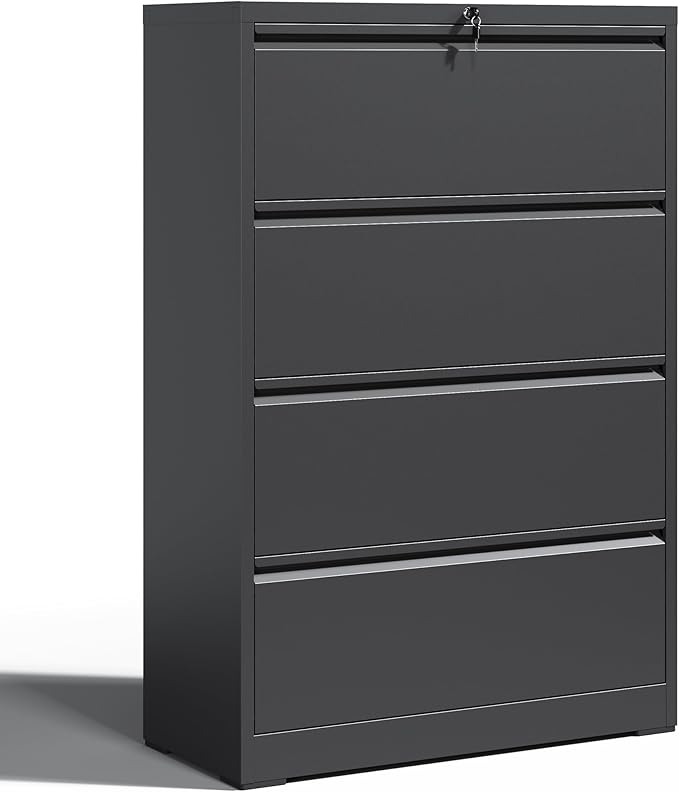 4 Drawer Lateral File Cabinet with Lock Heavy Duty Large Metal Filing Cabinet Home Office Cabinets Wide Steel Cabinets for Legal/Letter Size,Assembly Required