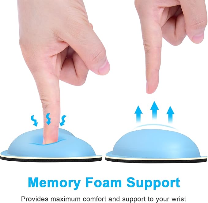 Dapesuom Mouse Wrist Rest, Ergonomic Memory Foam Mouse Wrist Support, Leather Hand Rest Pad Cushion for Gaming, Office, Laptop, Wireless Mouse, Men, Women, Pain Relief & Easy Typing, Sky Blue