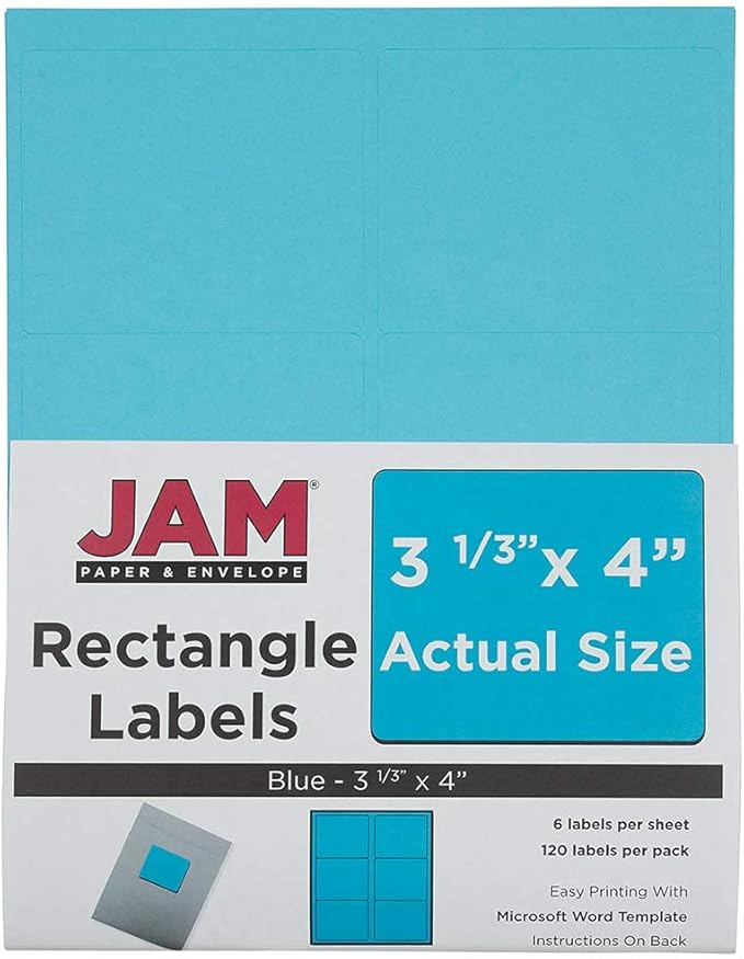 JAM PAPER Shipping Address Labels - Large - 3 1/3 x 4 - Blue - 120/Pack