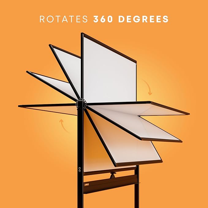 Rolling Dry Erase Board 60 x 46 - Large Portable Magnetic Whiteboard with Stand - Double Sided Easel Style with Wheels - Mobile Standing Whiteboard for Office, Classroom & Home