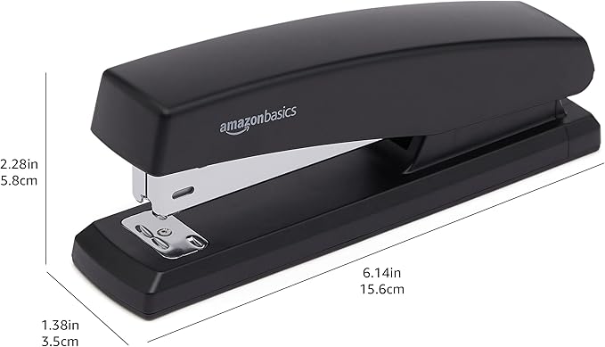Amazon Basics 25-Sheet Capacity, Non-Slip, Office Desk Stapler with 1000 Staples, Black - Pack of 12