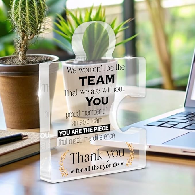 Team Appreciation Gifts Thank You Gift for Coworkers Colleagues Employees Boss, Best Teams Ever Gifts We Wouldn't Be the Team We Are Without You Acrylic Puzzle Piece Plaque Office Decor
