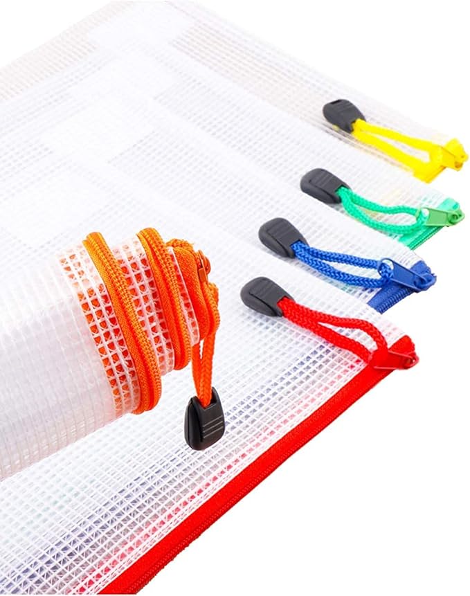 Oaimyy-18PCS-12 x 16 Inches-Mesh Zipper Pouch, Plastic Zip File Folders Puzzle Bags for Organizing,for Office Supplies,Travel,Home Storage-Multicolor, 12"x 16"