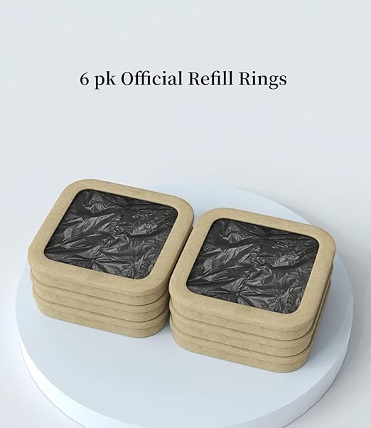 TOWNEW T1/T1S/T Air X/T Air Lite Official Refill Rings for Smart Kitchen Trash Can, Durable Garbage Bags for Electric Automatic Trash Can- 6 pk Refill Rings - Up to 150 Trash Bags (6 Months Supply)