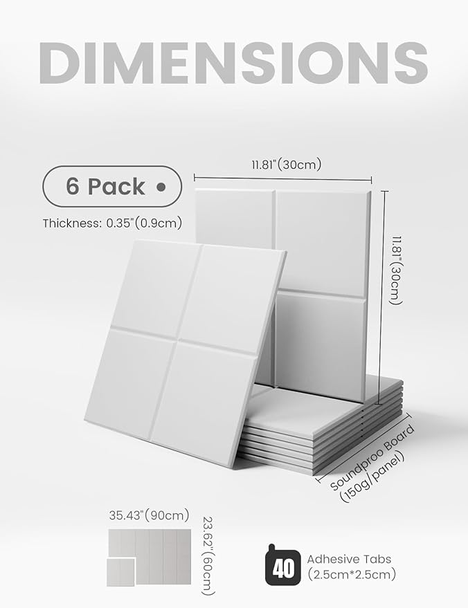 Large Felt Bulletin Board 36" x 24"Cork Board Alternative-6 Pack with 40 Safe Removable Adhesive Tabs, Cork Boards for Walls Cork Board for Home Office Classroom Pin Board-Milky White