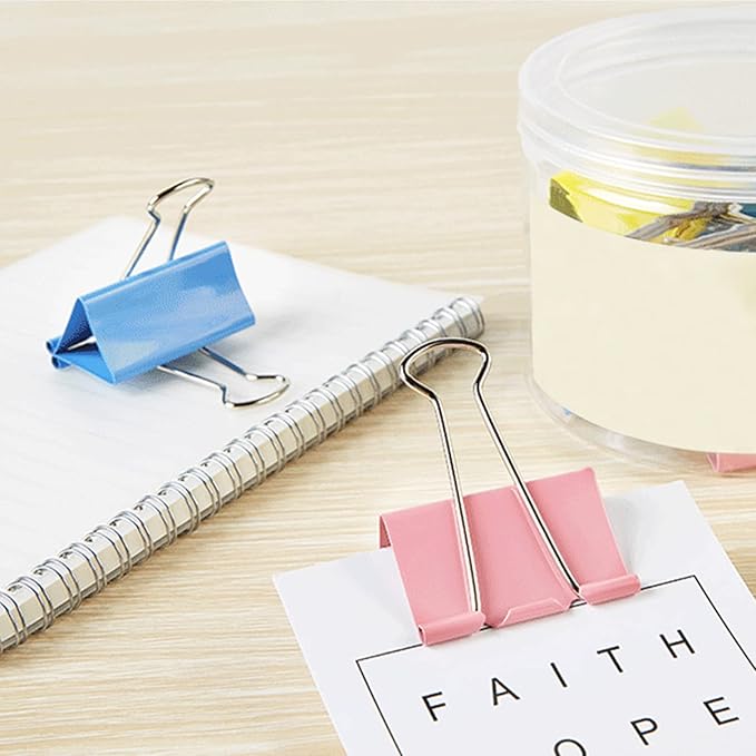 2 Inch Extra Large Binder Clips (24 Pack), Assorted Colors, Colored Jumbo Paper Clips, Big Paper Clamps, Binder Clips Large Size for Home, School and Office Supplies