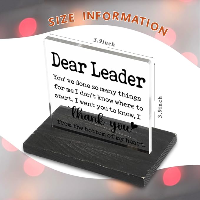 Thank You Appreciation Gifts for Leader Manager Boss, Leader gifts for Women, Leadership Gifts Promotion Gift for Women Leader Manager, Office Home Best Leader Gifts Decorative Signs-DX333.