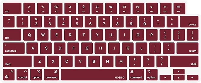 MOSISO Keyboard Cover Skin Compatible with MacBook Air 15 inch M3 A3114 M2 A2941/Air 13.6 A3113 A2681/Pro 14/16 M4 M3 M2 M1, Marsala Red