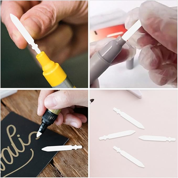 DOITOOL Paint Pen Nibs 50PCS Paint Marker Replacement Nibs Acrylic Paint Marker Nibs 0.7mm Marker Pen Tips Replacement White Marker Pen Fine Tip Refills Nibs Easy to Change Nibs