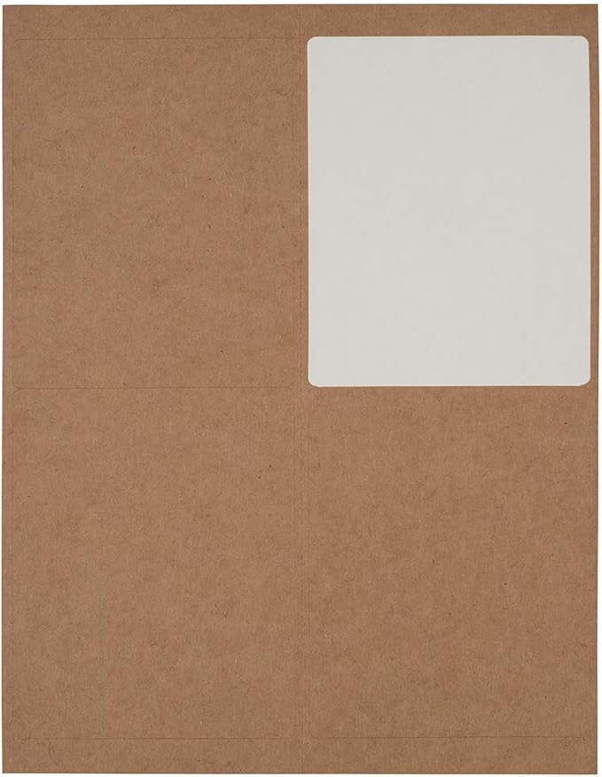 JAM PAPER Shipping Address Labels - 4 x 5 - Quarter Page/Extra Large - Brown Kraft - 120/Pack