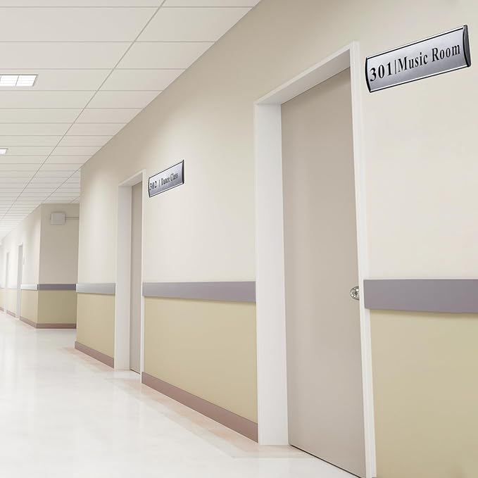 Set of 5 - Nameplate Holder for Wall Mount, 2.36'' x 8'' Curved Office Business Door Sign Holder-Silver