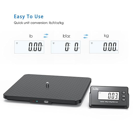 Digital Shipping Scale,440lbs/1oz Ultra-Thin, Highly Accurate LCD Display with Tare/Hold Function Lightweight Postal Scale for Warehouses,Homes,Offices,with Manual and Adapter
