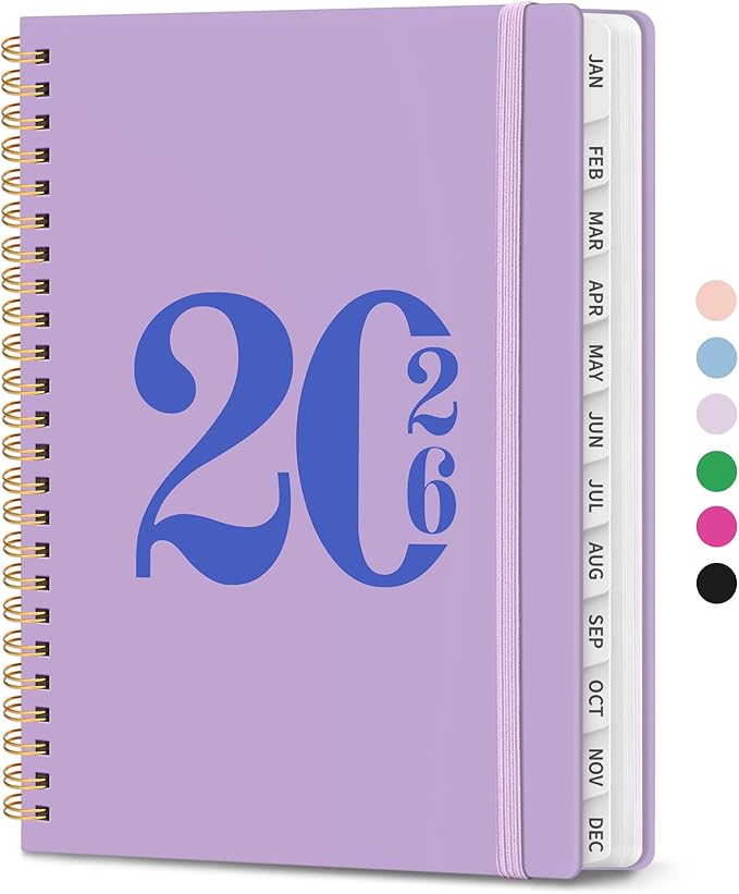 2026 Planner, Weekly and Monthly Calender Planner, Jan 2026 to Dec 2026, Hardcover 2026 Calendar Planner Book with Tabs & Inner Pocket, Office Home School Supplies for Women & Men - A5 (6.3" x 8.5"), Purple
