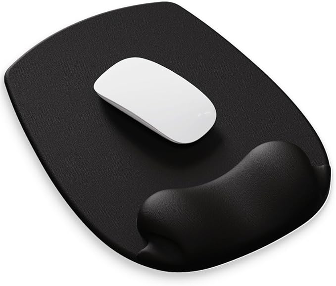 ErgoFlow Gel Wrist Rest Mouse Pad - Ergonomic Cushion for Desk, Cute Aesthetic Computer Decor for Women; Small Mousepad Mat & Laptop Pads - Office, Home Support & Ergo Accessories Supplies (00black)