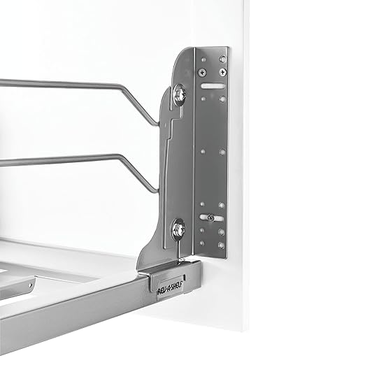 Rev-A-Shelf Double Pullout Trash Can for Base Kitchen Cabinets 27 Quart 12.5 Gallon with Soft-Close Slides, Champagne, 53WC-1527SCDM-212