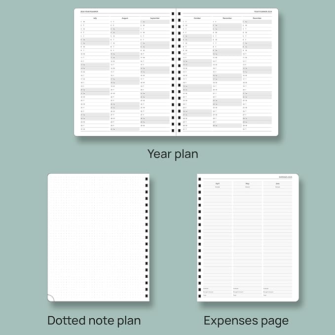POPRUN Academic Planner 2025-2026 (July 2025-June 2026), Daily Weekly and Monthly Appointment Book (Wirebound Hard Cover - 10'' x 8'') with Hourly Time Slots, Tabs, 100 GSM - Navy Blue