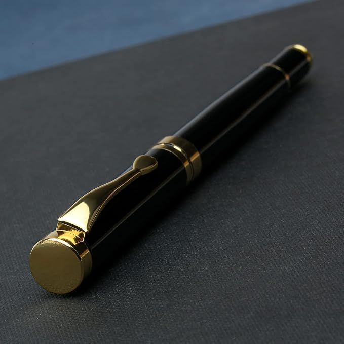 YIVONKA Luxury Ballpoint Pens Best Ball Pen Gift Set for Men & Women Professional Executive Office Nice BallPens Classy Gift Box Ballpoint Black Refill Line width 0.5mm (Black Gold)