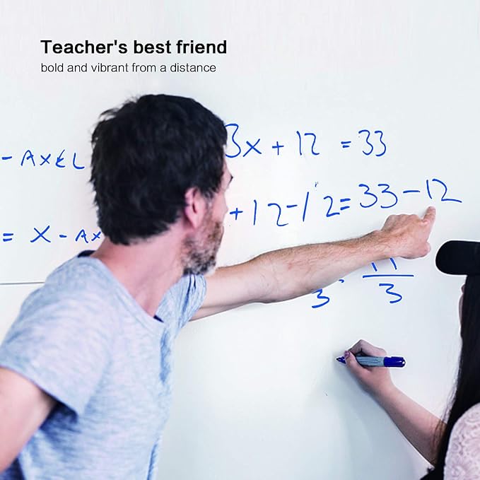 Volcanics Blue Dry Erase Markers Low Odor Fine Whiteboard Markers Thin Box of 12