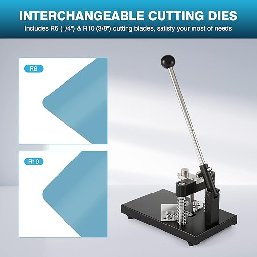 IRONWALLS Corner Rounder Punch Heavy Duty, 1.2”/30mm Thickness Manual Corner Rounder Paper Punch Cutter with R6mm R10mm Interchangeable Dies for Heavy Cardstock, Plastic, Aluminum Sheet