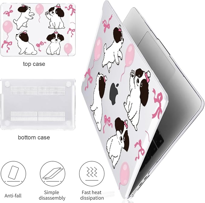 Compatible with A3240 Cover M4 MacBook Air 13.6 inch Case 2025 2024 2023 2022 Release A3113 M3 A2681 M2 Chip, Crystal Pattern Plastic Hard Shell Case for Mac Air 13 M4 Touch ID, Lovely Dog