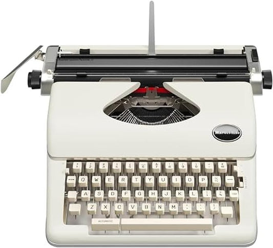 Maplefield Classic Portable Manual Typewriter - Cream, 8 x 11 in Paper - Word Processor Function & Typewriter Ribbon Included - Home Office & Office Decor