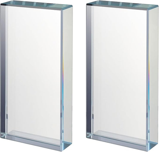 ‌vskikris Glass Paperweight 2pc Set - Clear Transparent Paperweights for Office, Home Decor & DIY Crafts - Desk Organizer for Books, Documents (3.9"L × 2"W × 0.7"H)‌‌