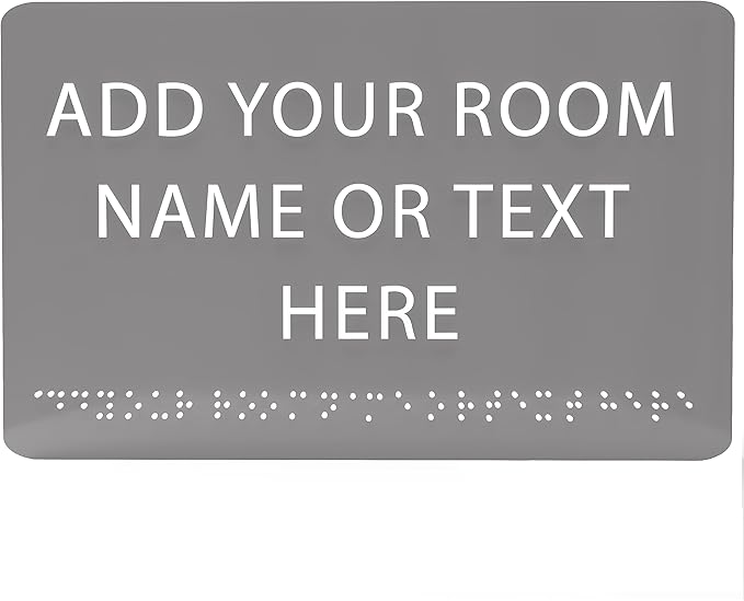9" X6" Personalized Custom Sign - ADA Compliant Tactile Graphics Grade 2 Braille Text Acrylic Wall Signs - Add Your Room Name Text Sign for Home School Office Business Workplace